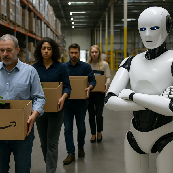 Amazon reemplaza trabajadores con IA y robots inteligentes