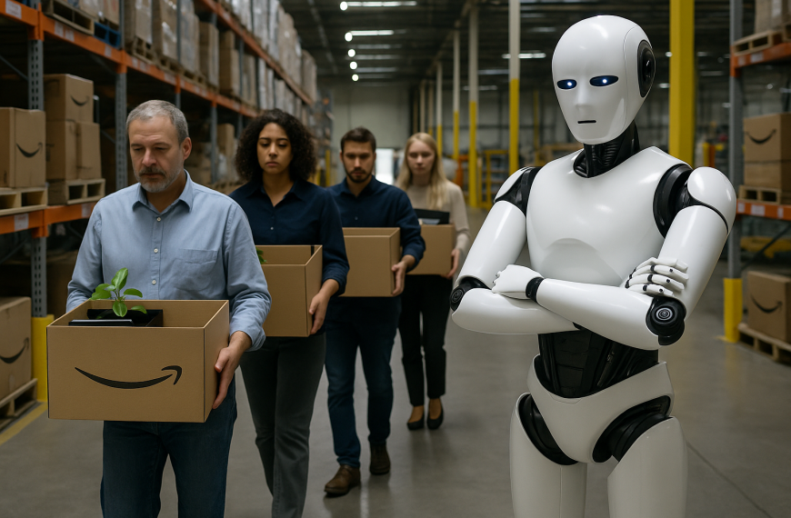 Amazon reemplaza trabajadores con IA y robots inteligentes