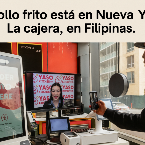 El pollo frito está en Nueva York. La cajera, en Filipinas