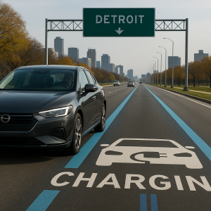 Detroit estrena la primera carretera que carga coches eléctricos