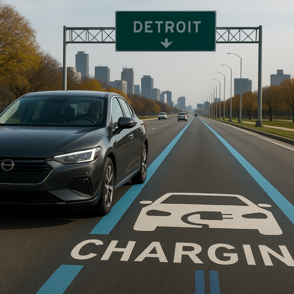 Detroit estrena la primera carretera que carga coches eléctricos