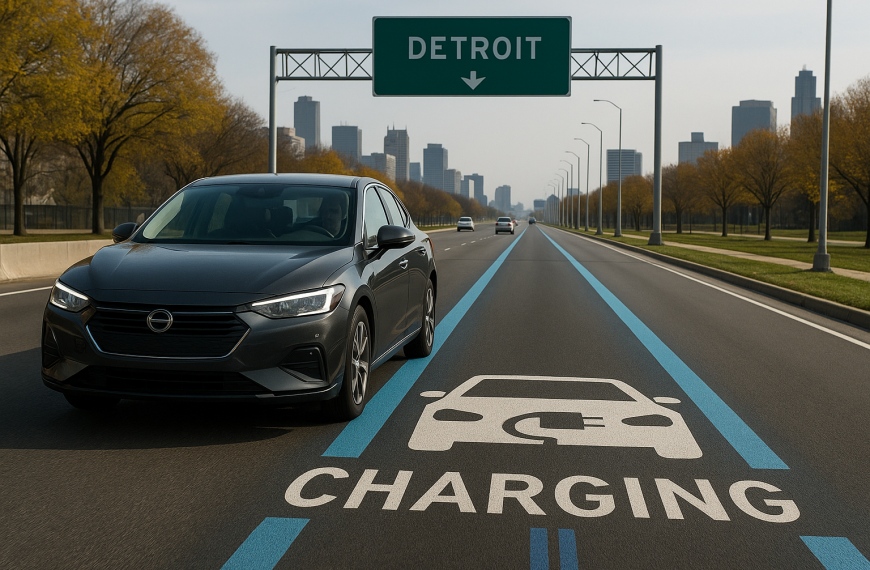 Detroit estrena la primera carretera que carga coches eléctricos