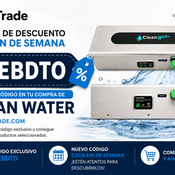 Código de descuento IWEBDTO en iWebTrade este fin de semana para Clean Water